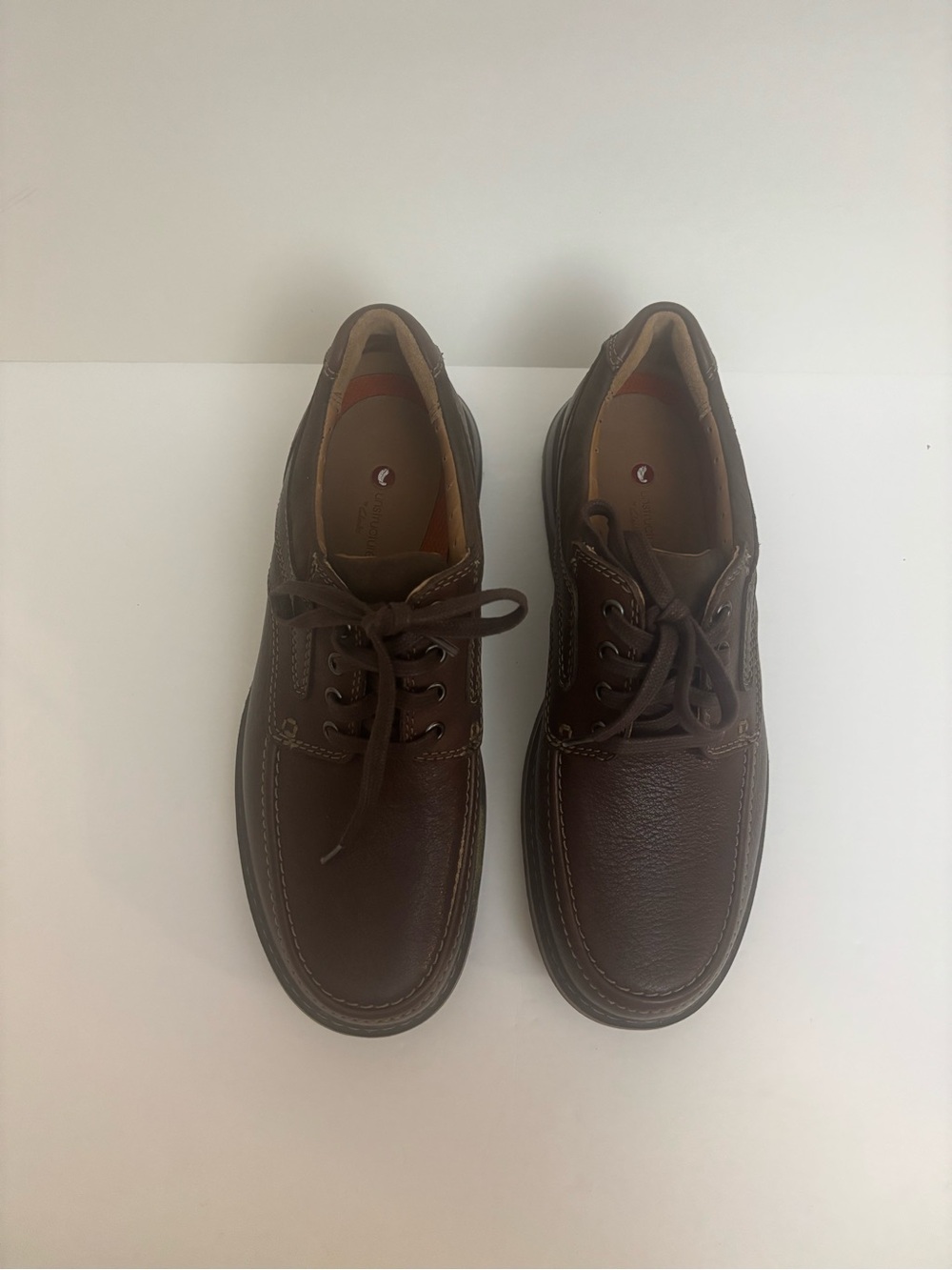 CLARKS Unstructured Un Ramble Lace Mahogany Brown Leather Men's Comfort Shoes 7M
